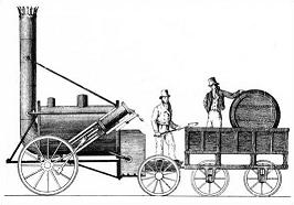 Lurrun makina. Stephenson's Rocket drawing.