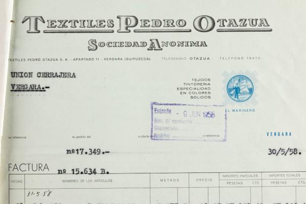 9A Pedro Otazua lantegiko fakturan agertzen den idazpuru edo menbretea, 1958